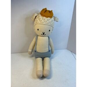 Cuddle + Kind Sebastian the Lamb Handmade Knit Doll 20 inch Cream Blue Crown